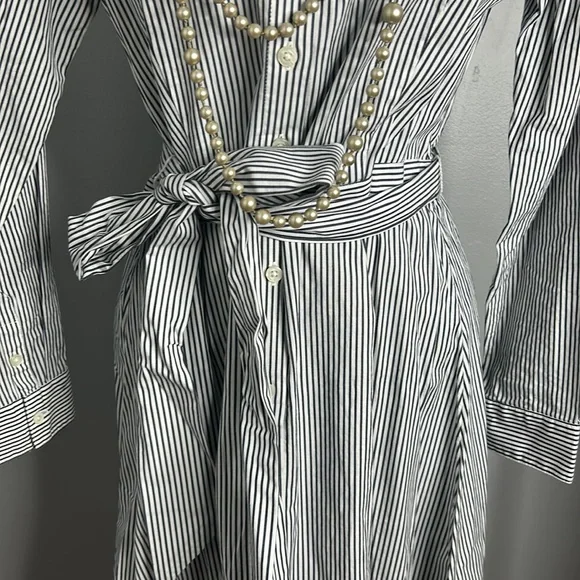 🆕 J. Crew Charcoal & White Button Down Long Sleeve Dress - Picture 3 of 7